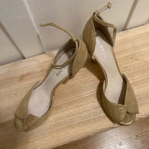 Gold ModCloth (Chelsea crew) peep toe shoes!
